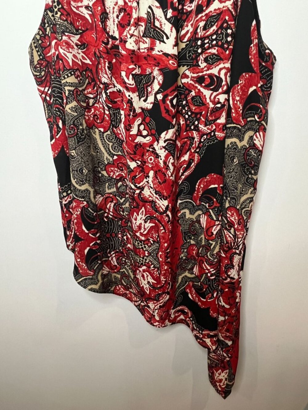 Ashley Stewart Plus 26 Boho Tunic Red Black Asymmetrical Top - Picture 8 of 12